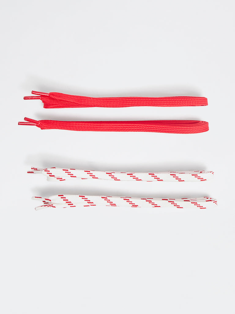 LUNA BLU Red Solid & White Striped Shoelaces - Pack of 2