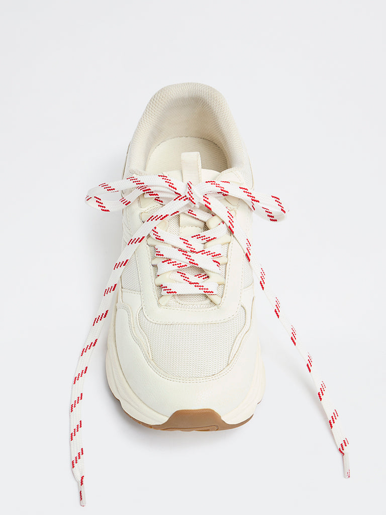LUNA BLU Red Solid & White Striped Shoelaces - Pack of 2