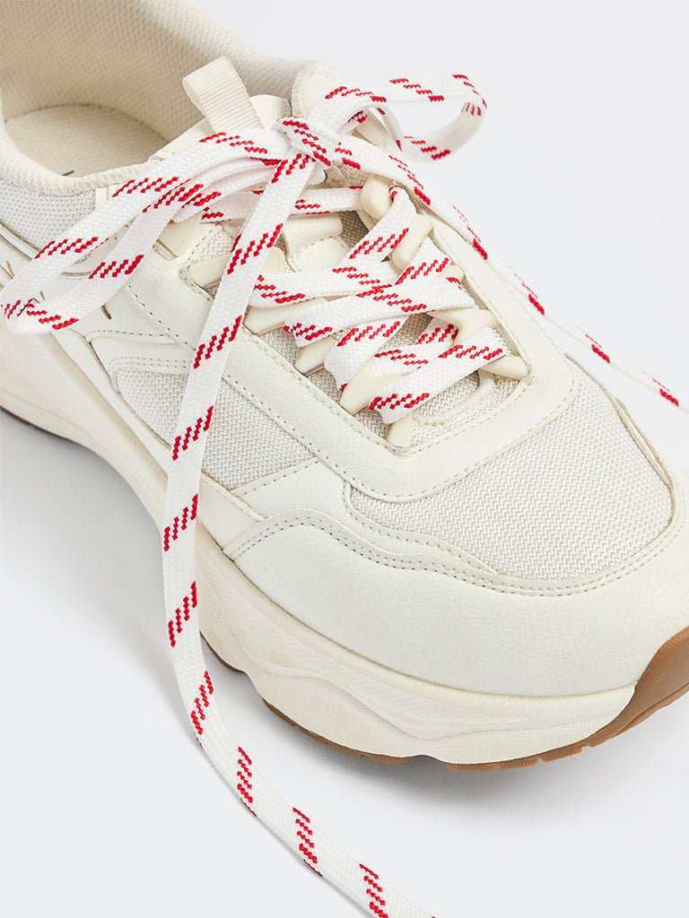 LUNA BLU Red Solid & White Striped Shoelaces - Pack of 2