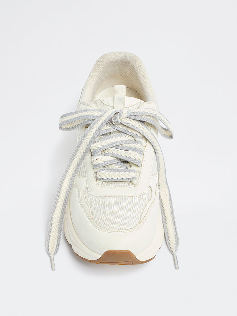 LUNA BLU Ivory and Grey Braided Shoelaces - Pack of 2