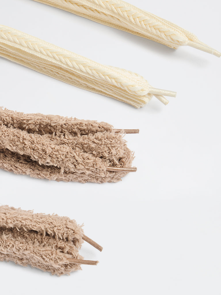 LUNA BLU Off-White Braided & Brown Fuzzy Shoelaces - Pack of 2