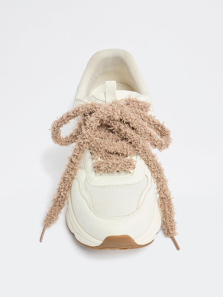 LUNA BLU Off-White Braided & Brown Fuzzy Shoelaces - Pack of 2