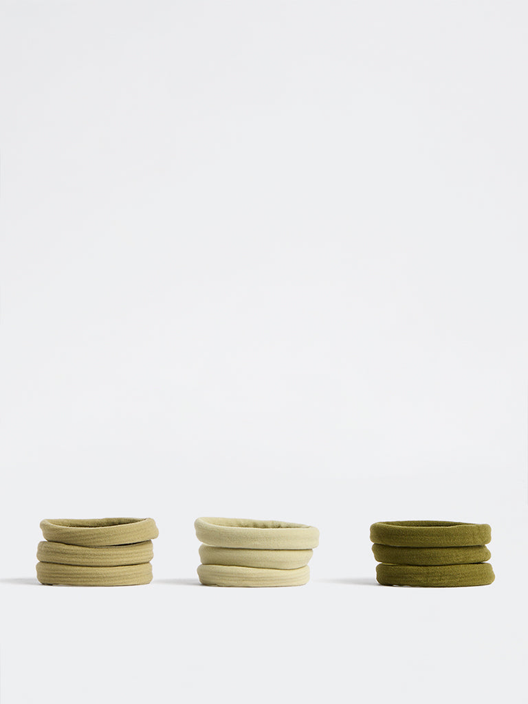 Westside Accessories Green Ombre Scrunchies - Pack of 9