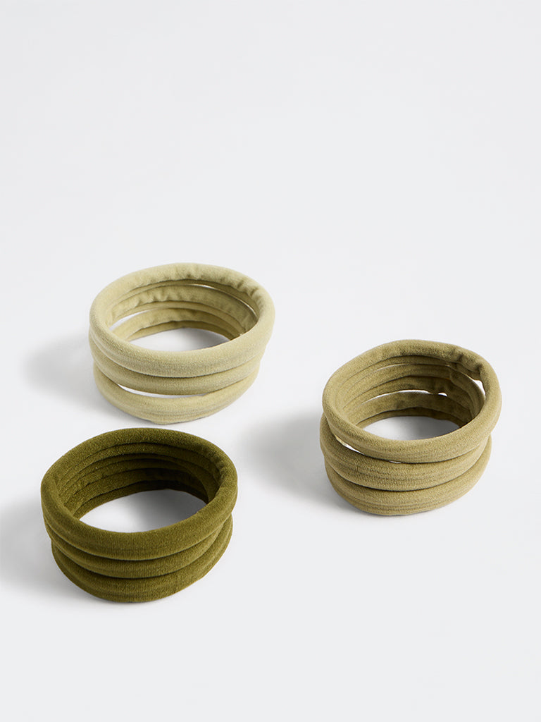 Westside Accessories Green Ombre Scrunchies - Pack of 9