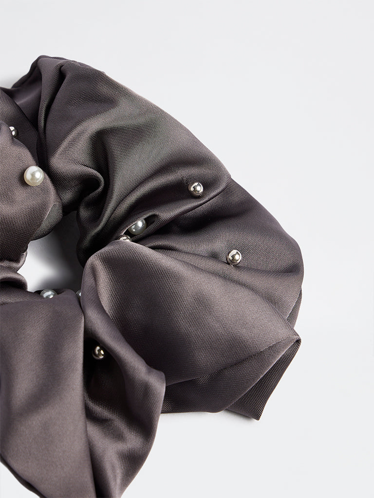 Westside Accessories Dark Grey Pearlescent Scrunchie