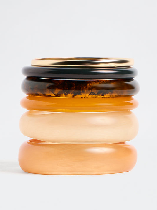 Westside Accessories Multicolour Resin and Metal Bangles - Pack of 6