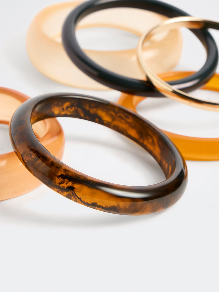 Westside Accessories Multicolour Resin and Metal Bangles - Pack of 6