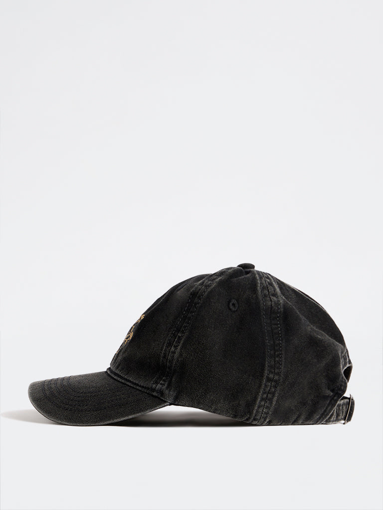 Westside Accessories Charcoal Floral Embroidered Cap