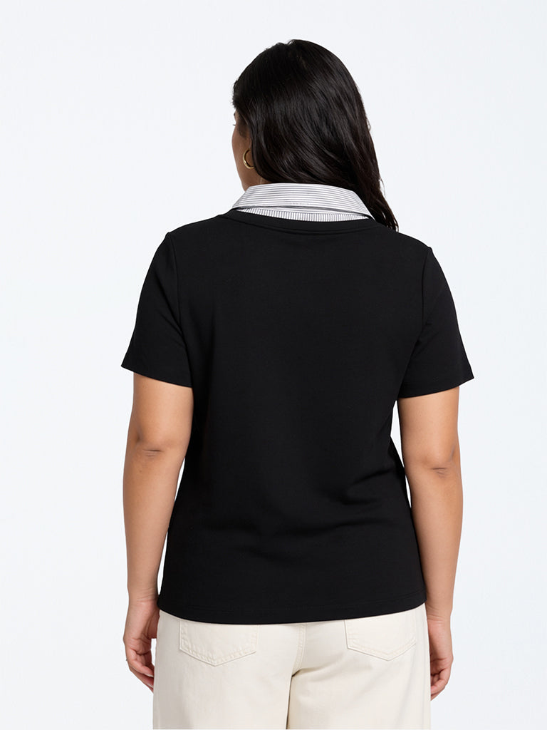 Gia Black Collared T-Shirt