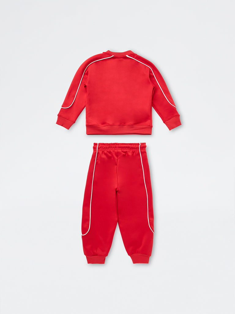 HOP Kids Boys Red Text Design Sweatshirt and Joggers Set