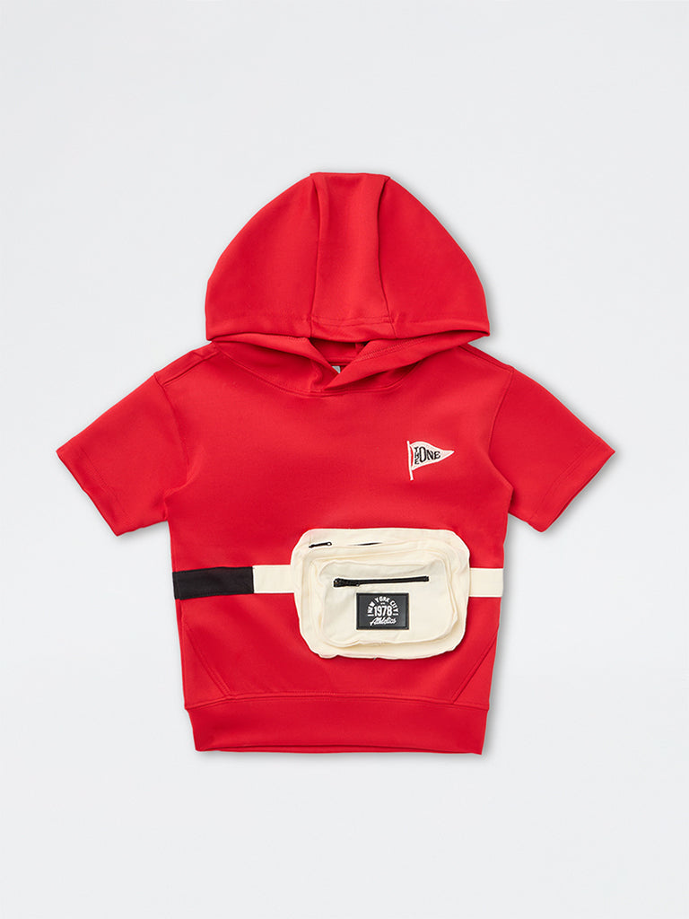 HOP Kids Boys Red Bag Detailed Hooded Sweatshirt