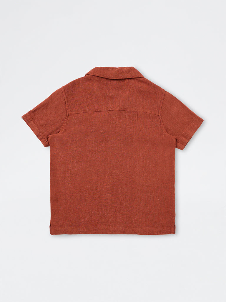 HOP Kids Boys Rust Embroidered Shirt