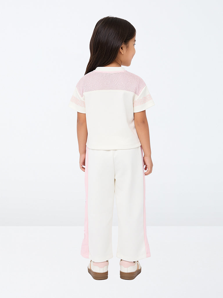 HOP Kids Girls Off-White Bow-Detail High-Rise Pants