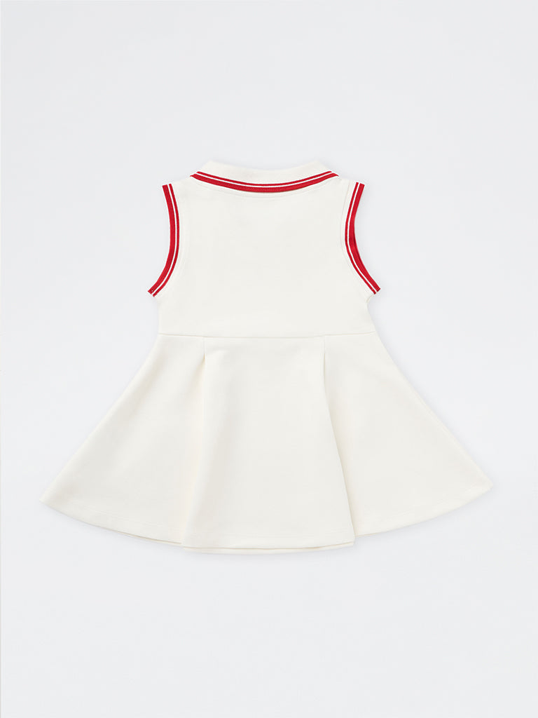 HOP Kids Girls Off-White Printed Tennis Dress