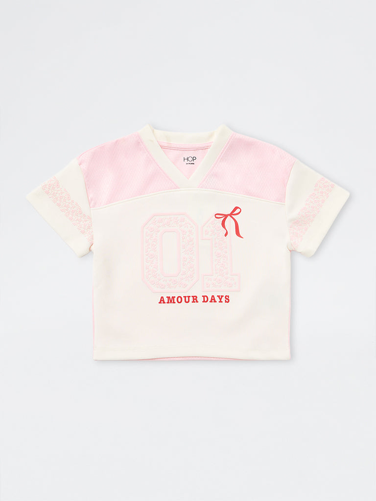 HOP Kids Girls Light Pink Numerical Design T-Shirt