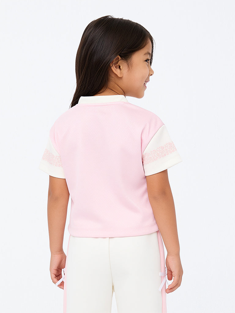 HOP Kids Girls Light Pink Numerical Design T-Shirt