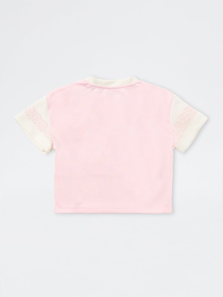 HOP Kids Girls Light Pink Numerical Design T-Shirt