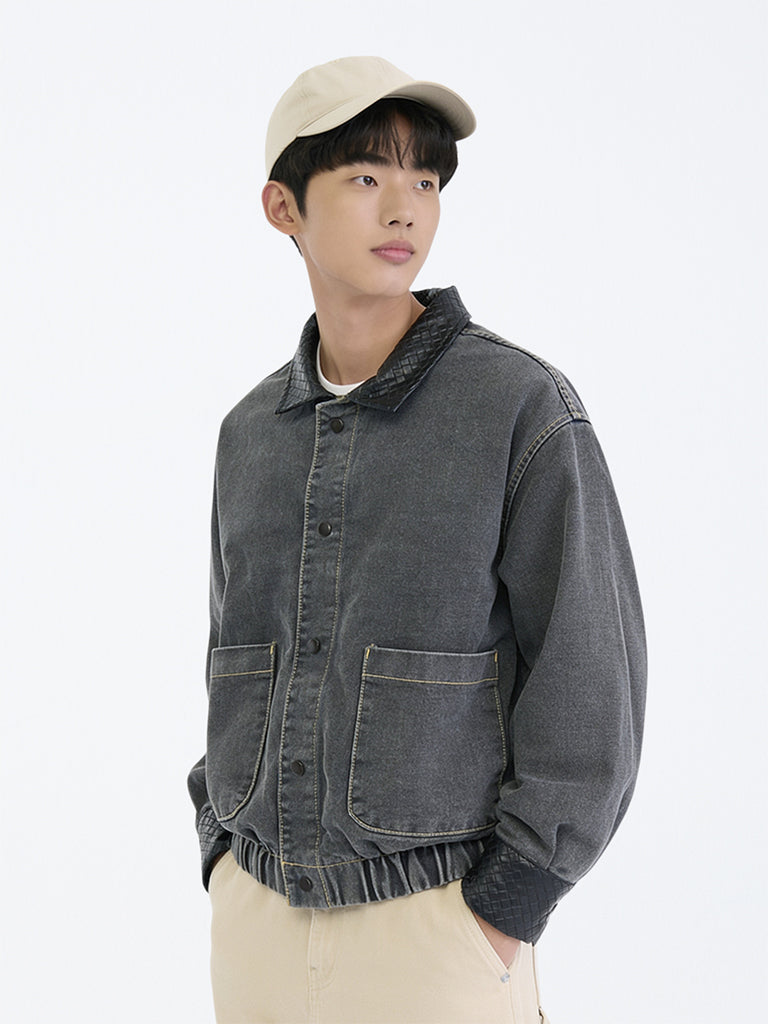 Y&F Kids Boys Charcoal Denim Jacket