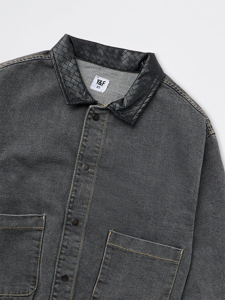 Y&F Kids Boys Charcoal Denim Jacket