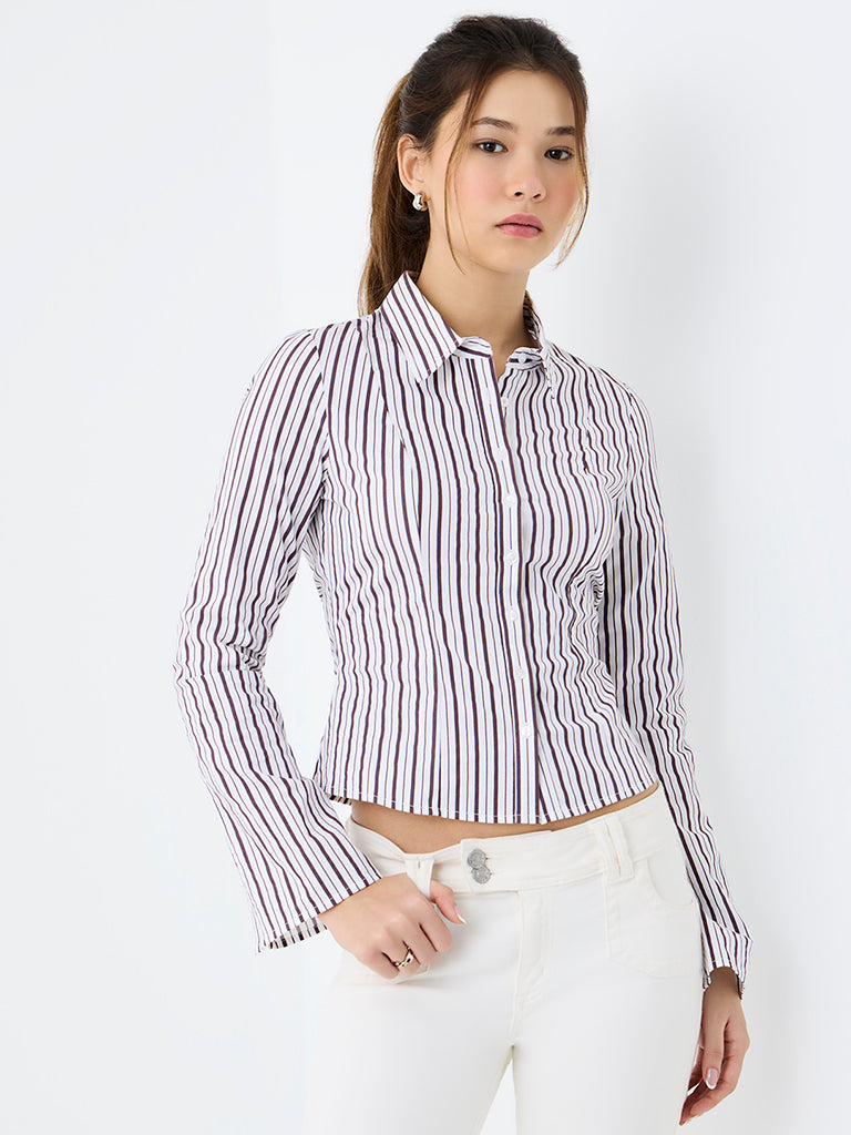 Nuon White Striped Shirt