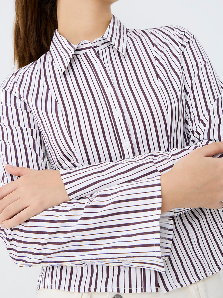 Nuon White Striped Shirt