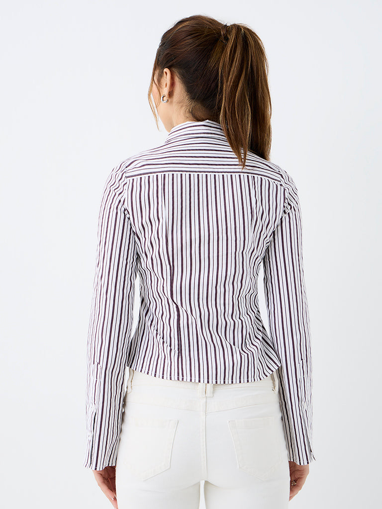 Nuon White Striped Shirt