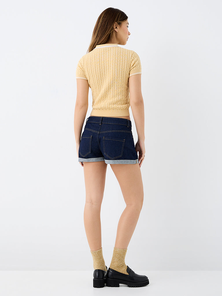 Nuon Dark Blue High-Rise Denim Shorts