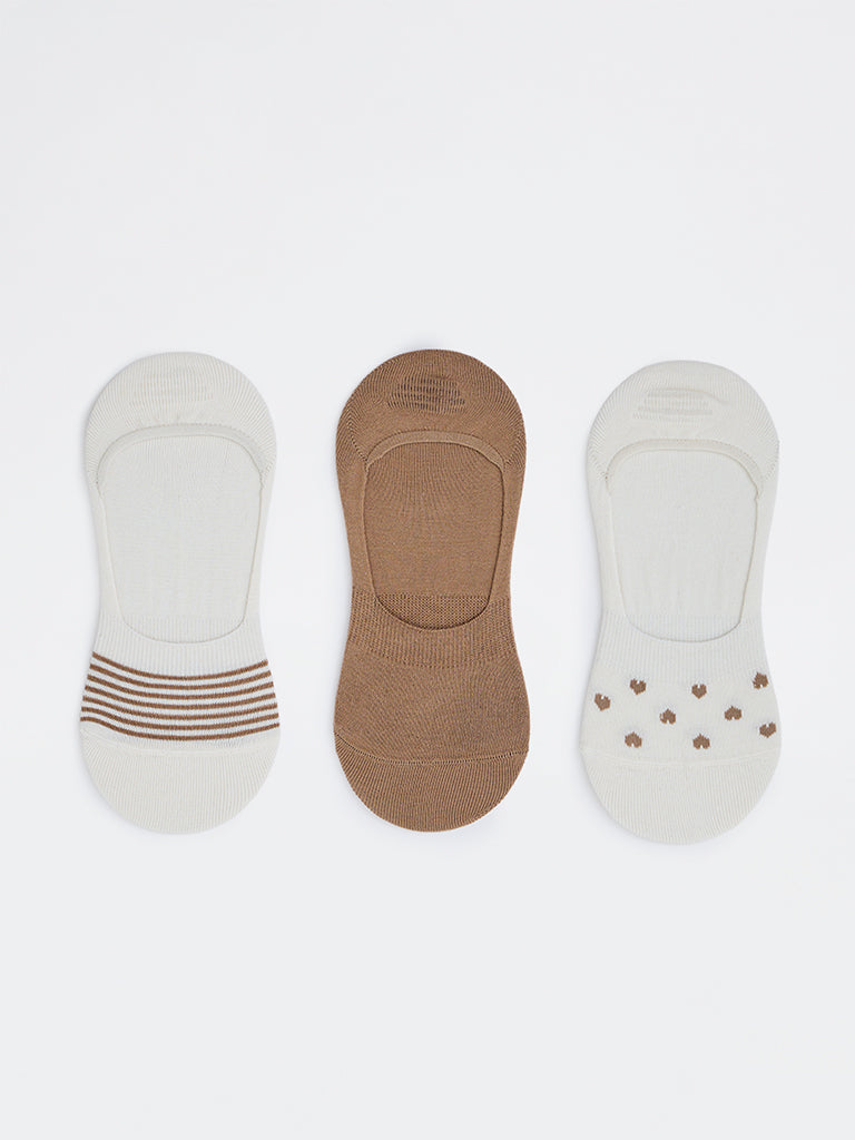 Superstar Off-White Printed Cotton-Blend No-Show Socks - Pack of 3