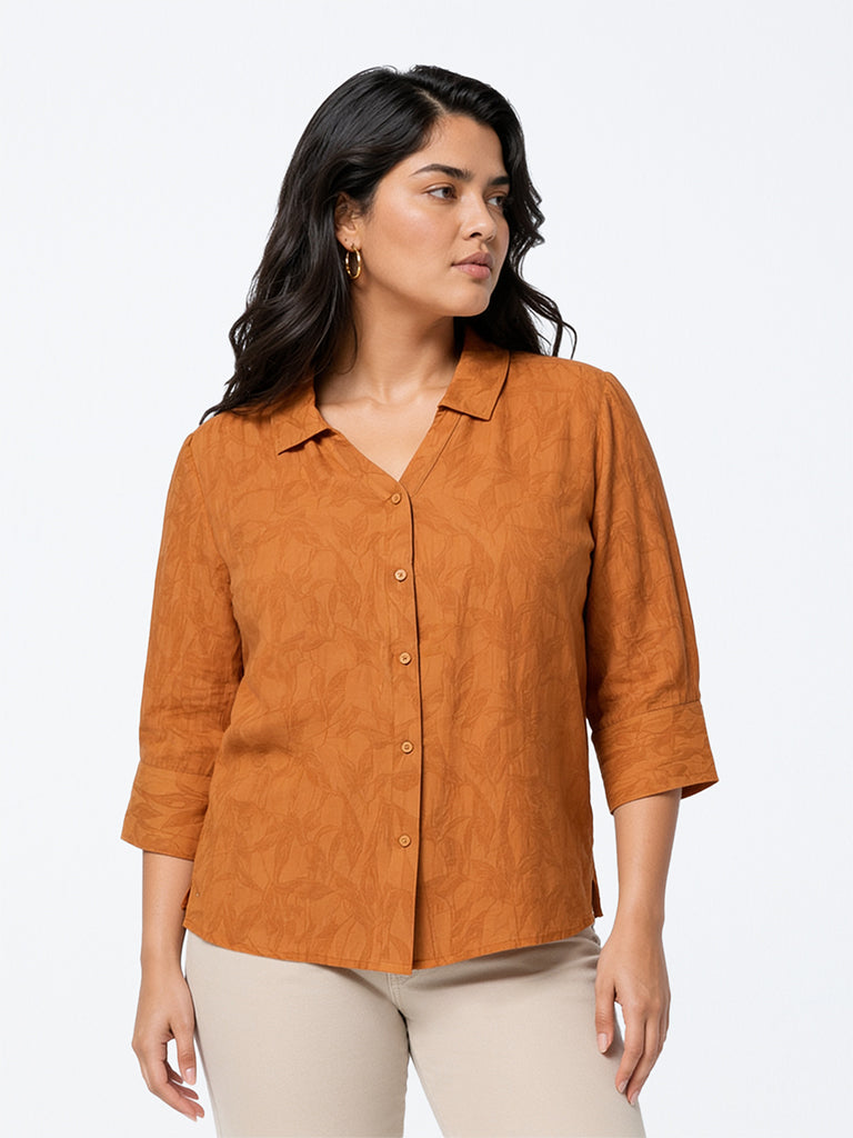 Gia Rust Botanical Jacquard Shirt