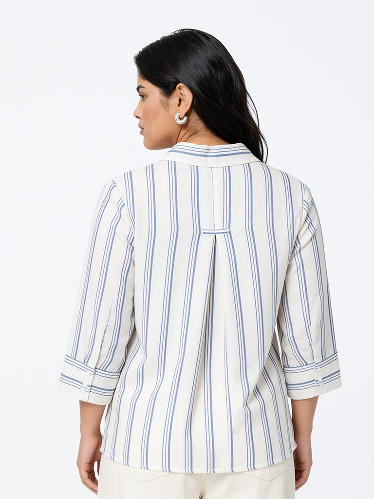 Gia White Striped Rhinestone-Detail Shirt