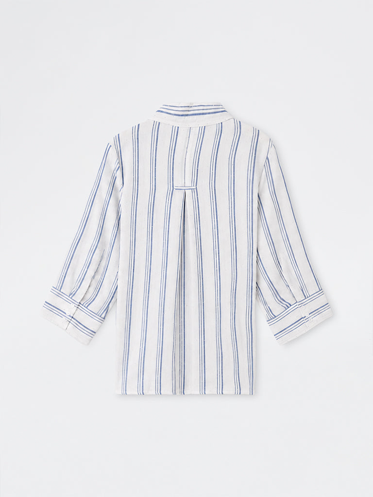Gia White Striped Rhinestone-Detail Shirt