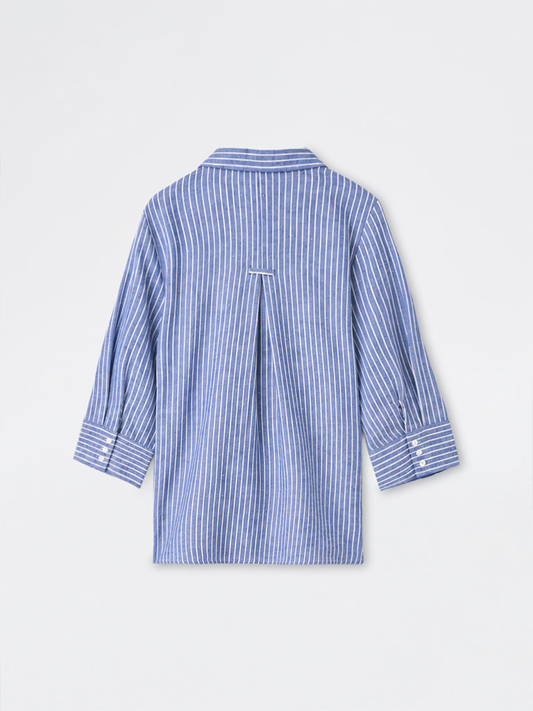 Gia Blue Striped Rhinestone-Detail Shirt