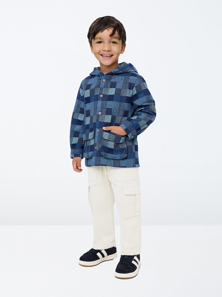 HOP Kids Boys Off-White Mid-Rise Cotton Trousers