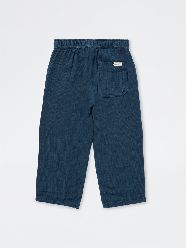 HOP Kids Boys Teal Mid-Rise Cotton Trousers