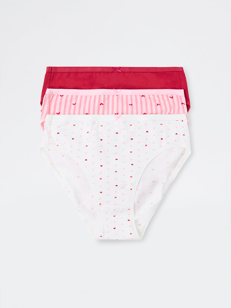Wunderlove White Cotton-Blend Hi-Leg Briefs - Pack of 3