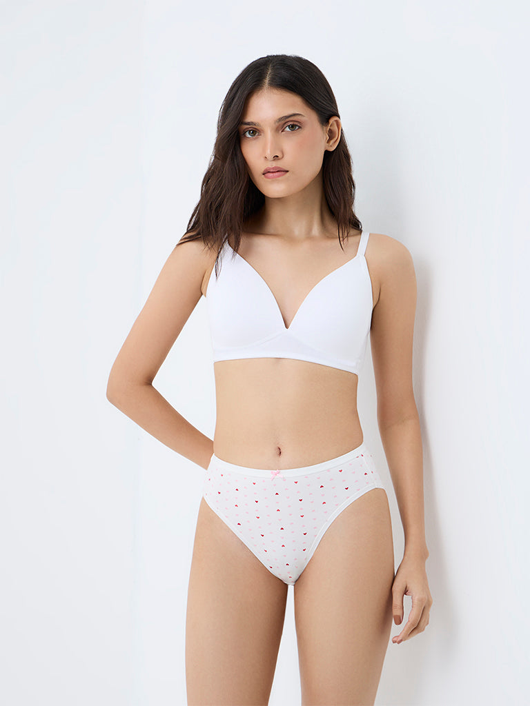 Wunderlove White Cotton-Blend Hi-Leg Briefs - Pack of 3