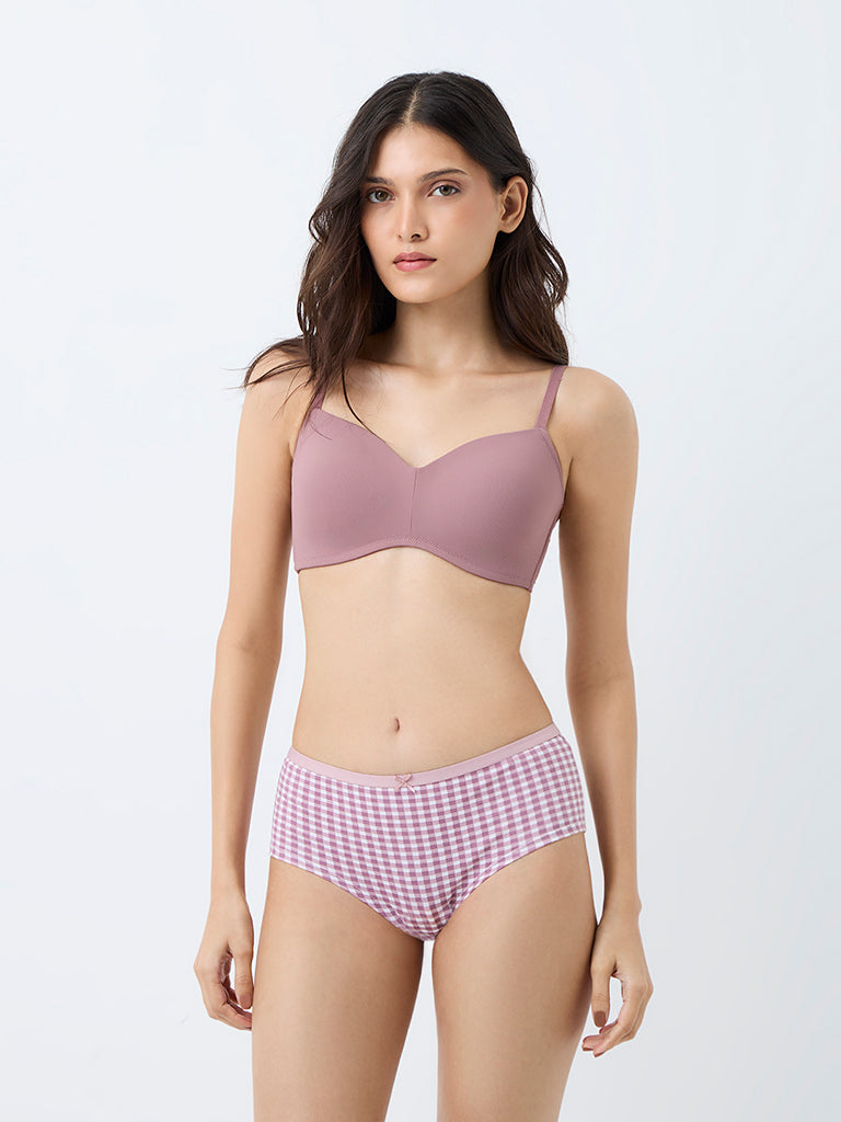 Wunderlove Mauve Cotton-Blend Low-Rise Briefs - Pack of 3
