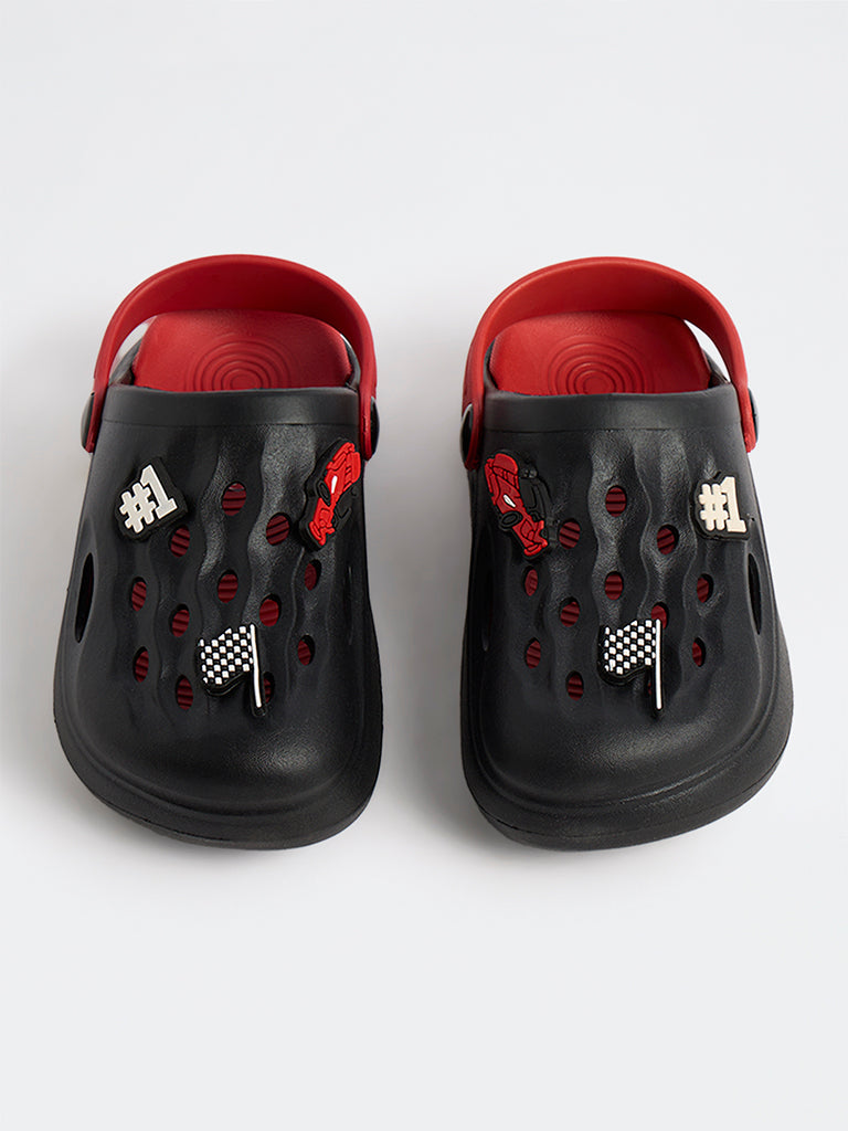 Yellow Black Racing-Themed Perforated Clogs