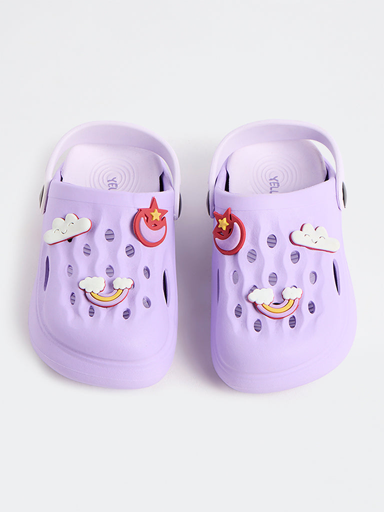 Yellow Lilac Applique Detail Clogs