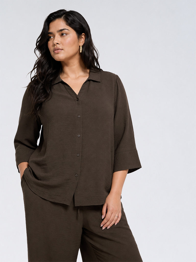 Gia Dark Brown Solid Shirt