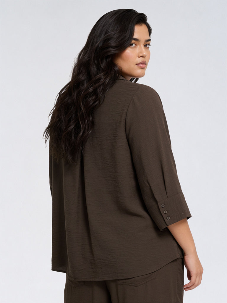 Gia Dark Brown Solid Shirt