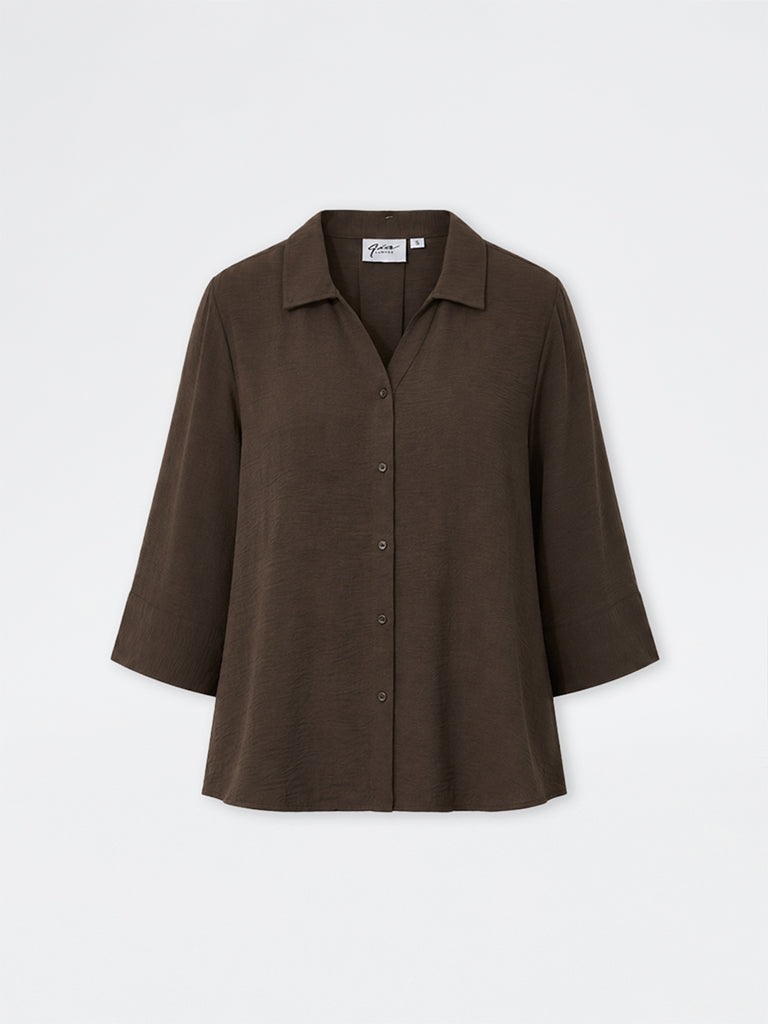 Gia Dark Brown Solid Shirt
