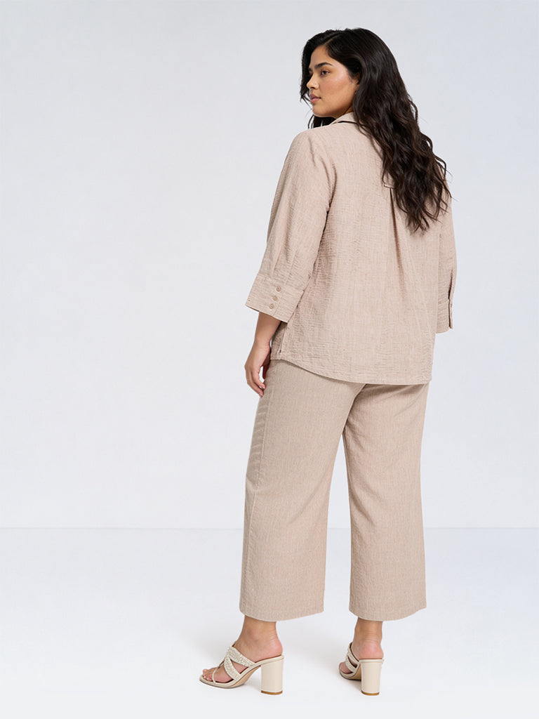 Gia Beige Melange High-Rise Trousers