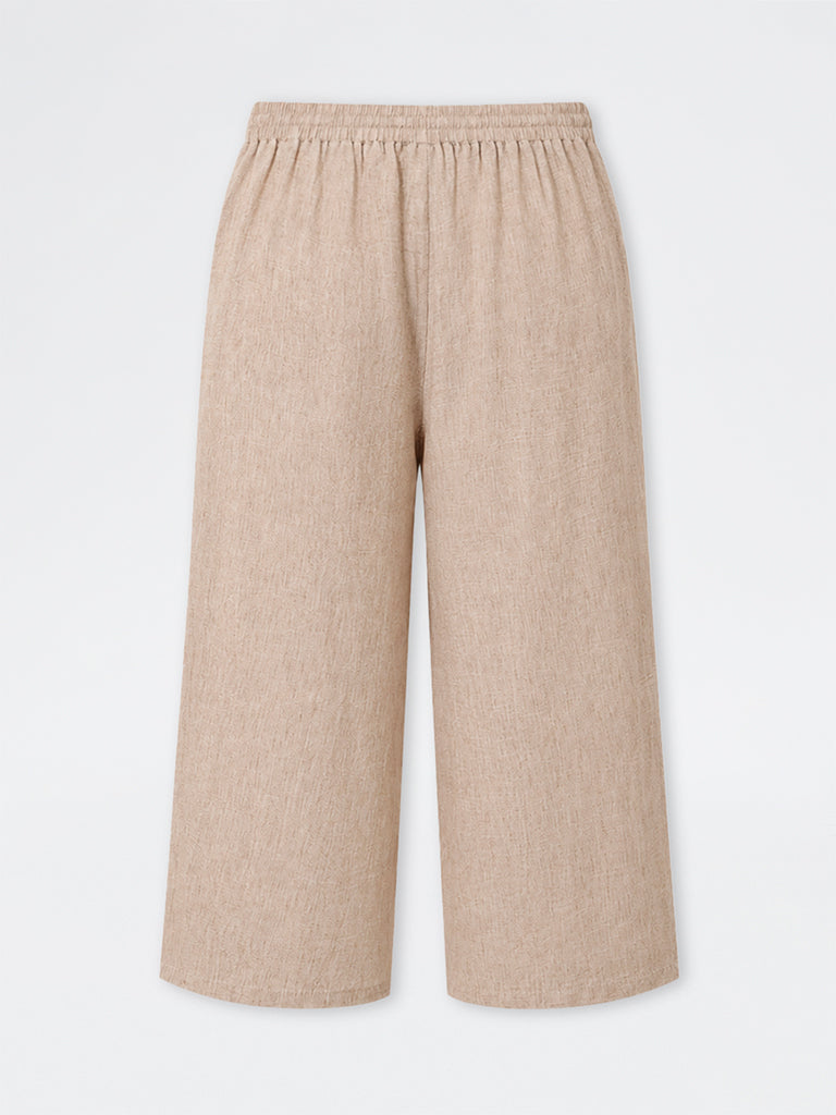 Gia Beige Melange High-Rise Trousers