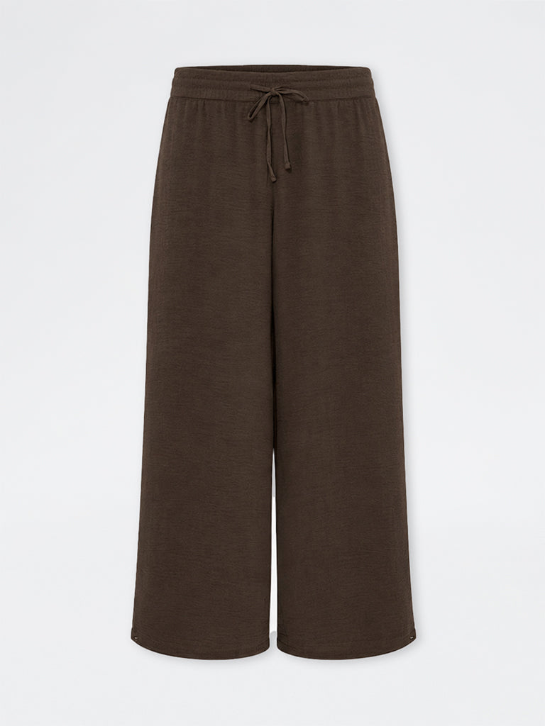 Gia Dark Brown Solid High-Rise Trousers