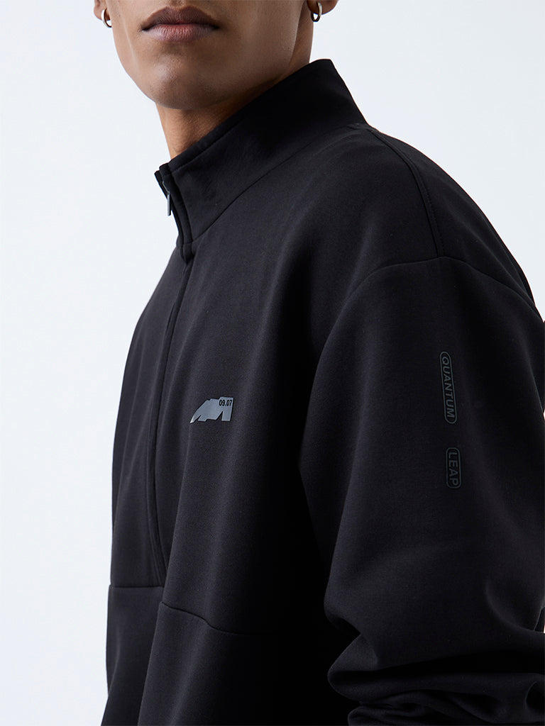Nuoflexx Black Quarter-Zip Relaxed-Fit Sweatshirt