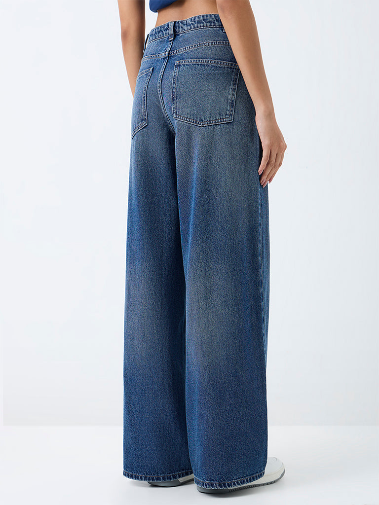 Nuon Blue Wash High-Rise Wide Jeans
