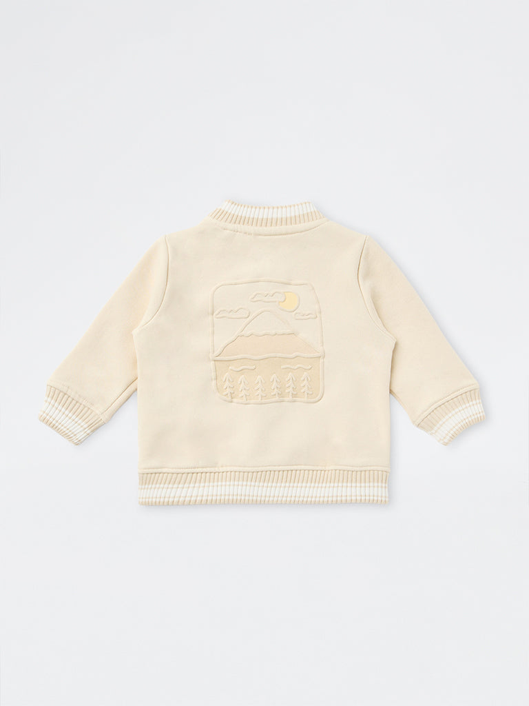HOP Baby Boys Beige Printed Cotton-Blend Jacket
