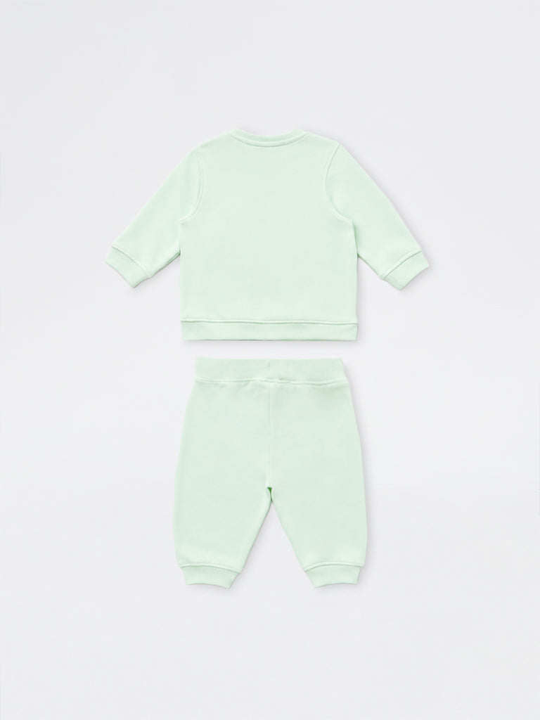 HOP Baby Girls Mint Spring Theme Sweatshirt and Jogger Set