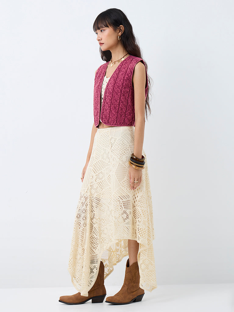 Bombay Paisley Pink Embroidered Cotton Quilted Waistcoat